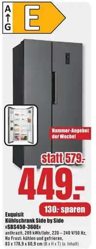 B1 Discount Baumarkt Exquisit Kühlschrank Side by Side "SBS450-360E" Angebot