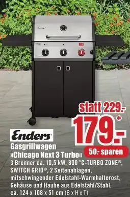 B1 Discount Baumarkt Enders Gasgrillwagen »Chicago Next 3 Turbo<< Angebot