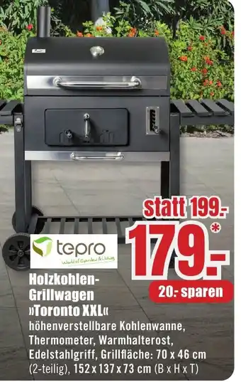 B1 Discount Baumarkt tepro Holzkohlen- Grillwagen >>Toronto XXL<< Angebot