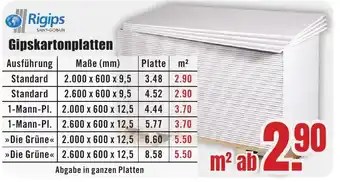 B1 Discount Baumarkt Rigips Gipskartonplatten Angebot