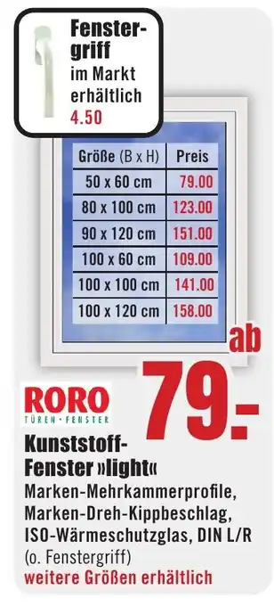 B1 Discount Baumarkt RORO Kunststoff- Fenster >>light<< Angebot