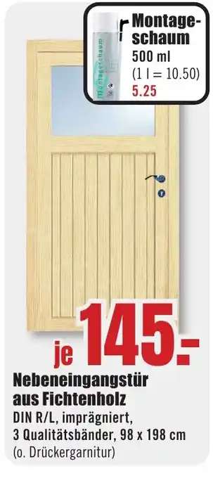 B1 Discount Baumarkt Nebeneingangstür aus Fichtenholz Angebot