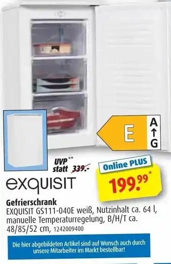 ROLLER Exquisit Gefrierschrank GS 111-040E Angebot