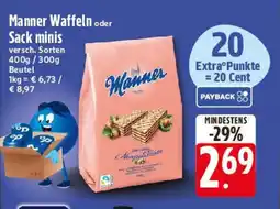 Edeka Manner Waffeln oder Sack minis Angebot