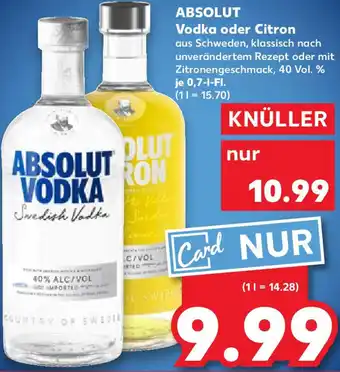 Kaufland ABSOLUT Vodka oder Citron Angebot