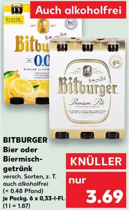 Kaufland BITBURGER Bier oder Biermisch- getränk - Angebot