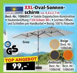 Norma XXL-Oval-Sonnenschirm ca. 4,6 x 2,7 m Angebot