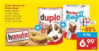 Netto Marken-Discount Duplo, Hanuta und Kinder Riegel Angebot