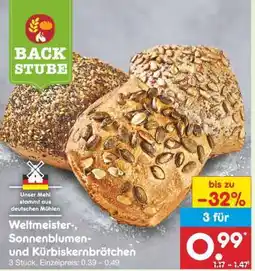 Netto Marken-Discount Weltmeister-, Sonnenblumen- und Kürbiskernbrötchen Angebot