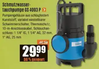 V Baumarkt Güde Schmutzwassertauchpumpe GS 4003 P Angebot