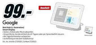 MediaMarkt Google Nest Hub (2. Generation) Smart Display Angebot