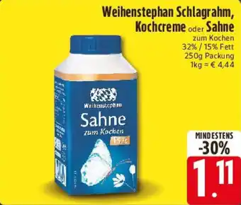 E-Center Weihenstephan Schlagrahm, Kochcreme oder Sahne Angebot