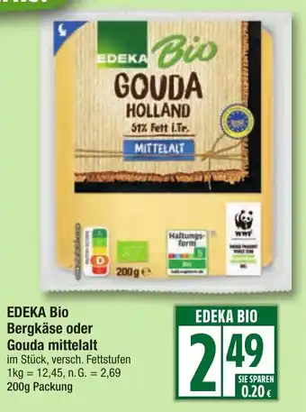 Edeka EDEKA Bio Bergkäse oder Gouda mittelalt Angebot