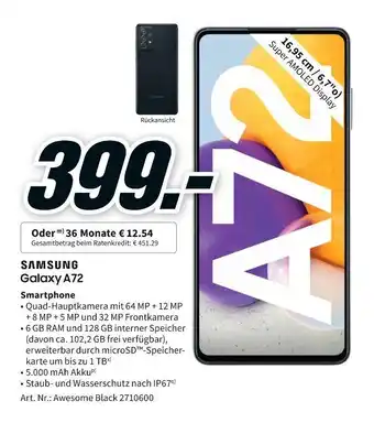 MediaMarkt Samsung Galaxy A72 Smartphone Angebot