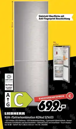 MEDIMAX Liebherr kühl-/gefrierkombination kgnsd 52vc03 Angebot