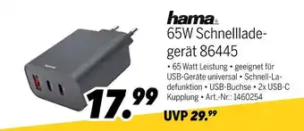 MEDIMAX Hama 65w schnellladegerät 86445 Angebot