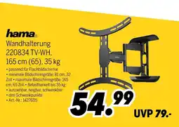 MEDIMAX Hama wandhalterung 220834 tv-wh, 165 cm (65), 35 kg Angebot