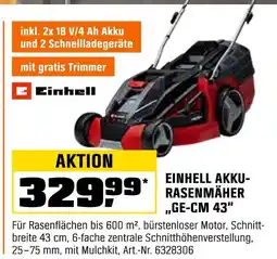 OBI Einhell einhell akku-rasenmäher ge-cm 43 Angebot