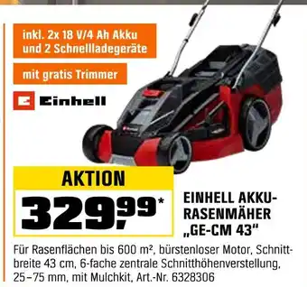 OBI Einhell einhell akku-rasenmäher ge-cm 43 Angebot