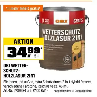 OBI Obi wetterschutz-holzlasur 2in1 Angebot