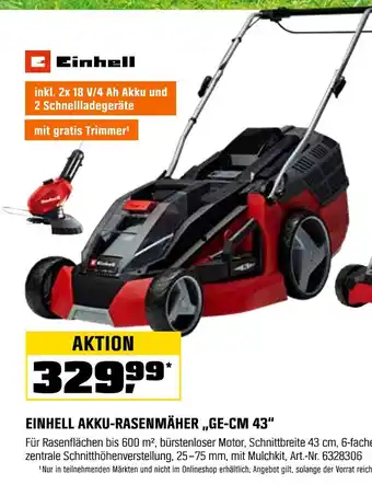 OBI Einhell akku-rasenmäher „ge-cm 43“ Angebot