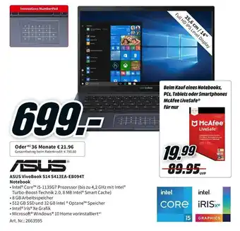 MediaMarkt Asus VivoBook S14 S413EA-EB094T Notebook Angebot