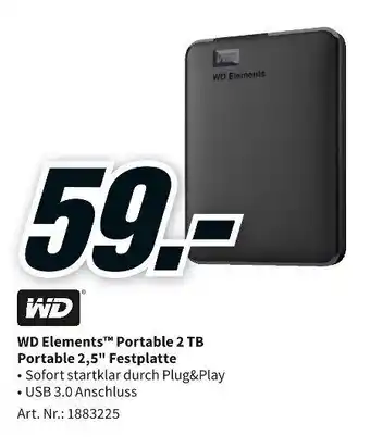 MediaMarkt WD Elements Portable 2 TB, Portable 2,5" Festplatte Angebot