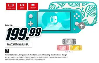 MediaMarkt Nintendo Switch Lite + passende Tasche im Animal Crossing: New Horizons Design Angebot