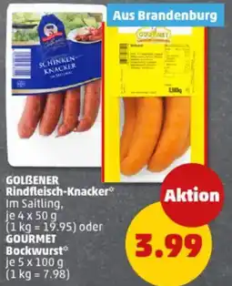 PENNY GOLBENER Rindfleisch-Knacker oder GOURMET Bockwurst Angebot