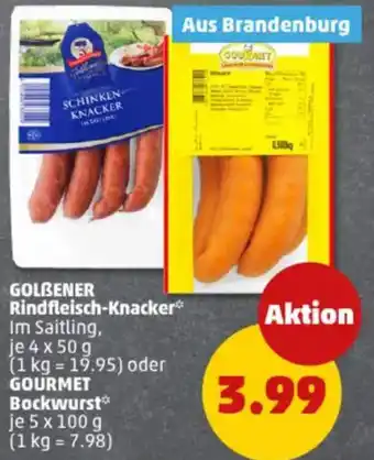 PENNY GOLBENER Rindfleisch-Knacker oder GOURMET Bockwurst Angebot