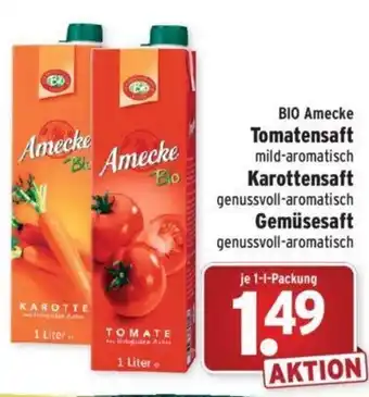 Wasgau Bio Amecke Tomatensaft, Karottensaft oder Gemüsesaft 1L Angebot