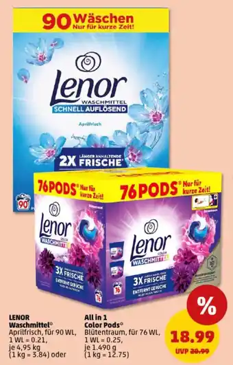 PENNY LENOR Waschmittel oder All in 1 Color Pods Angebot