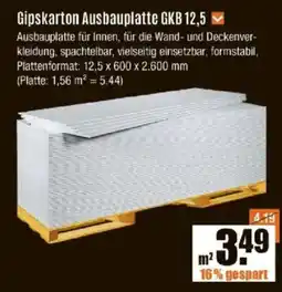 V Baumarkt Gipskarton Ausbauplatte GKB 12,5 Angebot