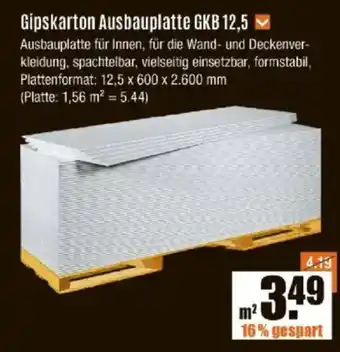 V Baumarkt Gipskarton Ausbauplatte GKB 12,5 Angebot