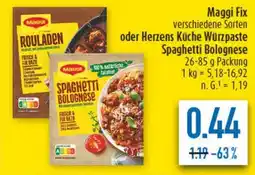 diska Maggi Fix oder Herzens Küche Würzpaste Spaghetti Bolognese Angebot
