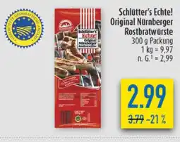 diska Schlutter's Echte! Original Nürnberger Rostbratwurste Angebot