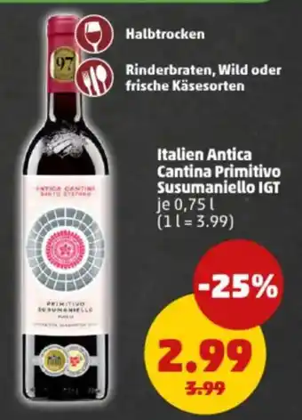PENNY Italien Antica Cantina Primitivo Susumaniello IGT Angebot