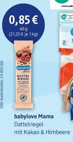 dm drogerie babylove Mama Dattelriegel mit Kakao & Himbeere Angebot