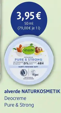 dm drogerie alverde NATURKOSMETIK Deocreme Pure & Strong Angebot