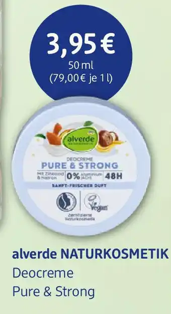 dm drogerie alverde NATURKOSMETIK Deocreme Pure & Strong Angebot