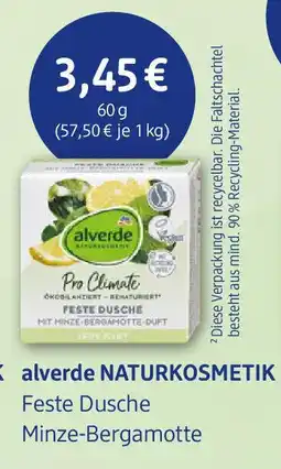 dm drogerie alverde NATURKOSMETIK Feste Dusche Minze-Bergamotte Angebot