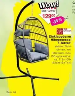 Jawoll TIM GARDEN Einklappbarer Hängesessel 1-Sitzer Angebot
