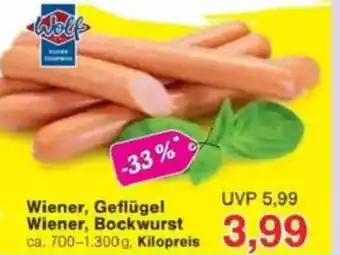 Jawoll Wiener, Geflügel Wiener, Bockwurst Angebot