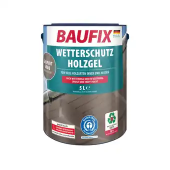 Netto Marken-Discount BAUFIX Wetterschutz-Holzgel graphitgrau seidenglänzend, 5 Liter, Holzlasur Angebot