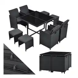 Netto Marken-Discount Juskys Polyrattan Sitzgruppe Baracoa L 9-teilig – Gartenmöbel wetterfest, stapelbar für Garten Angebot