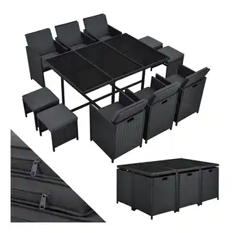 Netto Marken-Discount Juskys Polyrattan Sitzgruppe Baracoa XL 11-teilig – Gartenmöbel wetterfest, stapelbar für Garten Angebot