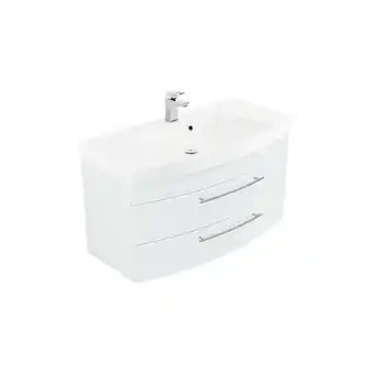 Netto Marken-Discount Posseik Badmöbel Waschtisch Luna 100 mit runder Front weiss hochglanz Angebot
