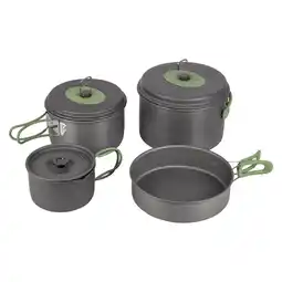 Netto Marken-Discount BO-CAMP Alu Kochset 4teilig Camping Koch Geschirr Topf Antihaft Pfanne Stapelbar Angebot