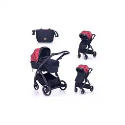 Netto Marken-Discount Lorelli Kombikinderwagen 2 in 1 Adria, Aluminiumrahmen, Wickeltasche, Adapter rot Angebot