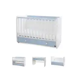 Netto Marken-Discount Lorelli Babybett Dream 70 x 140 cm umbaubar Kinderbett Schaukelbett Schreibtisch weiß blau Angebot